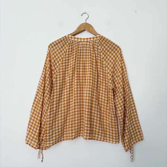 GAP ruched sleeve gingham top - Picture 5 of 8